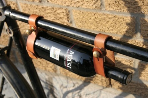 Bicycle Wine Rack, Leather - 1" frame-1